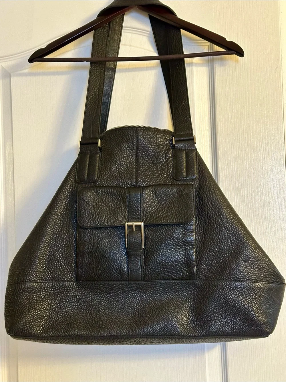 DKNY Black Pebbled Leather Laptop Tote
